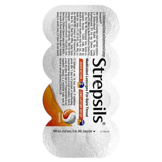 strepsils orange lozenges tablet 8's